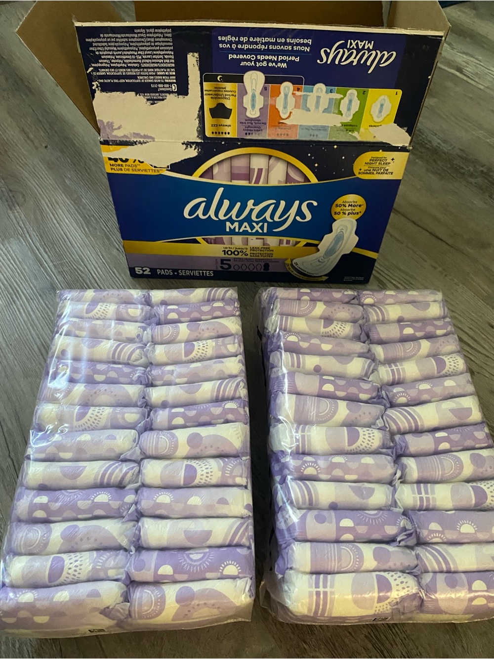 Always Maxi Extra Heavy Overnight Pads 52 Count Size 5
